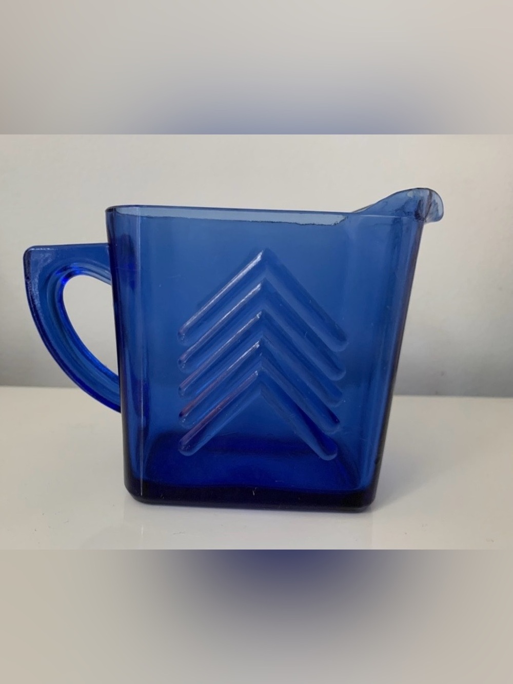 Vintage depression, Hazel, Atlas glassware, pitcher, cobalt blue